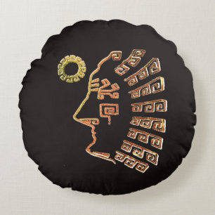 Tekening van Machu Picchu Silhouet Rond Kussen