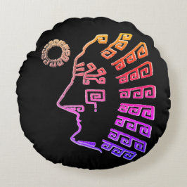 Tekening van Machu Picchu Silhouet Rond Kussen