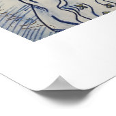 Tekening van Marie Antoinette op blauwe inkt Poster (Hoek)