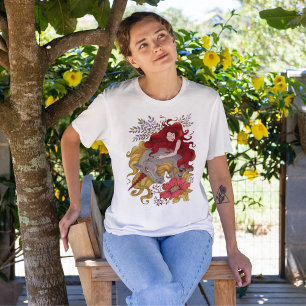 Tekening van meisje en magische orn t-shirt