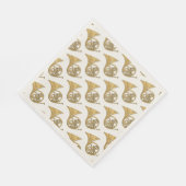 Tekening van muziekinstrumenten van de Franse Hoor Servetten (Hoek)