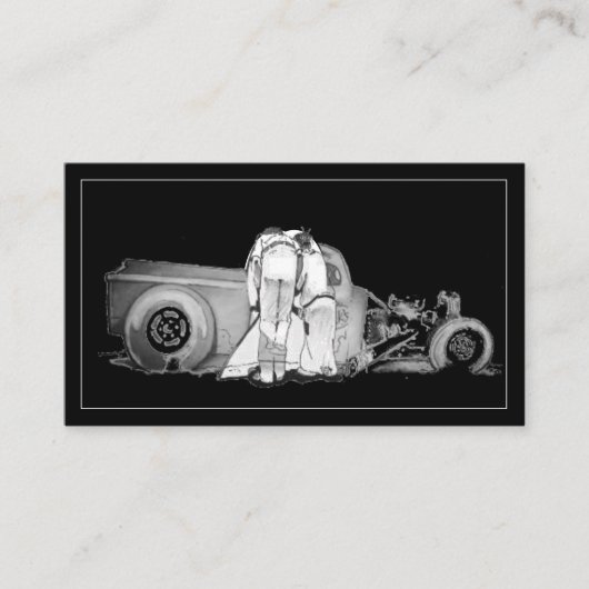 Tekening van oud Visitekaartje van paardenstaarten (Voorkant)