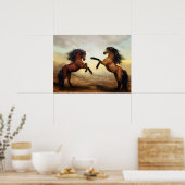 Tekening van paarden poster (Keuken)