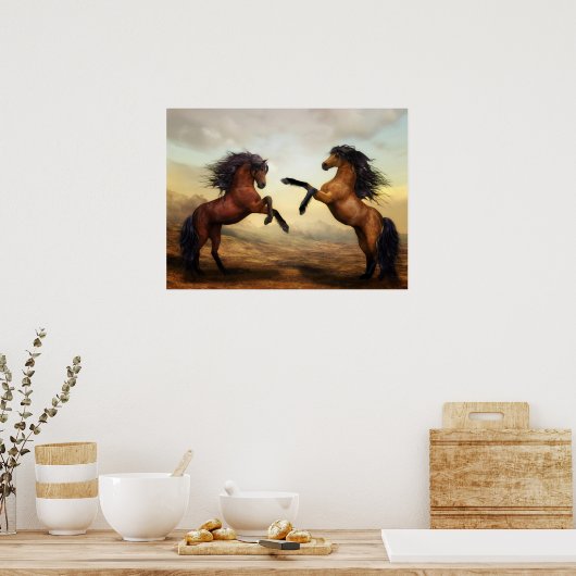 Tekening van paarden poster (Keuken)