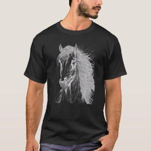 Tekening van paarden voor paardenrennen t-shirt