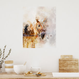 Tekening van paardenkop waterverf poster