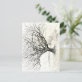 Tekening van pen- en inktboom briefkaart (Staand voorkant)
