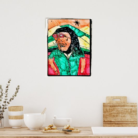 Tekening van profiel lezen poster (Keuken)