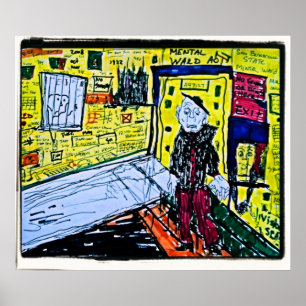 Tekening van psychiatrische afdeling poster