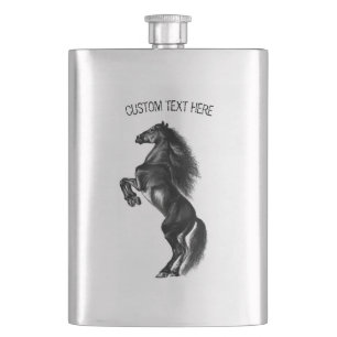 Tekening van rechtop zwarte wilde paarden - Jouw t Flacon