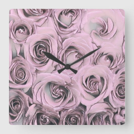 Tekening van roze rozen Acrylwandklok Vierkante Klok