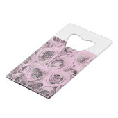 Tekening van roze rozen creditkaart flessenopener (Achterkant Gekanteld)