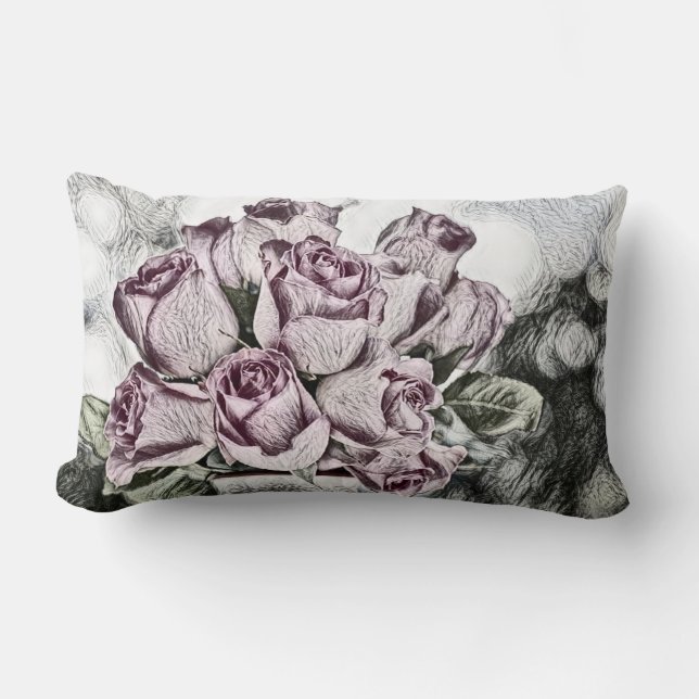  tekening van roze rozen Emmer Kussen (Voorkant)