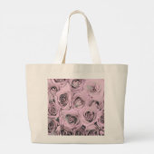 Tekening van roze rozen grote tote bag (Achterkant)