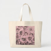 Tekening van roze rozen grote tote bag (Voorkant)