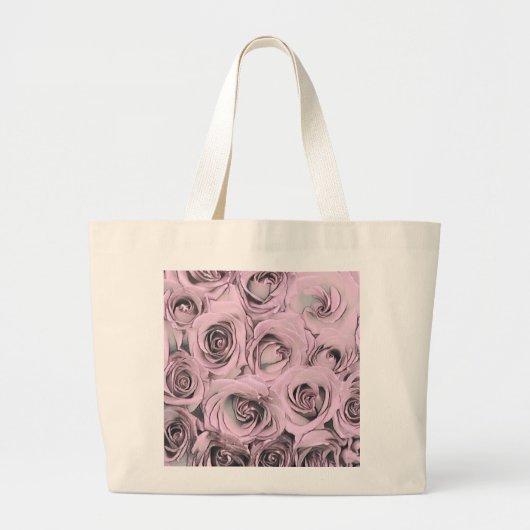 Tekening van roze rozen grote tote bag (Voorkant)