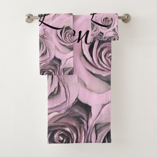 Tekening van roze rozen Handdoekset Bad Handdoek (Insitu)