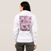 Tekening van roze rozen hoodie (Achterkant volledig)