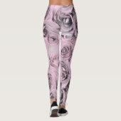 Tekening van roze rozen leggings (Achterkant)
