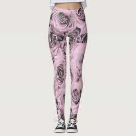 Tekening van roze rozen leggings
