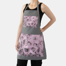 Tekening van roze rozen schort