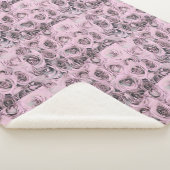 Tekening van roze rozen Sherpa Blanket Deken (3/4)