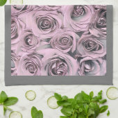 Tekening van roze rozen theedoek (Gevouwen)