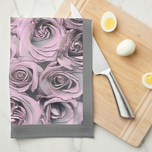 Tekening van roze rozen theedoek (Quarter Fold)