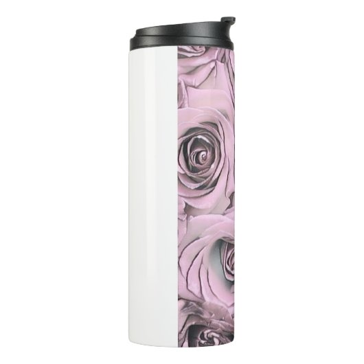 Tekening van roze rozen thermosbeker (Gedraaid links)