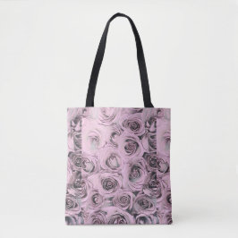 Tekening van roze rozen tote bag