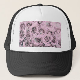Tekening van roze rozen trucker pet