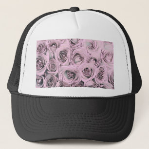 Tekening van roze rozen trucker pet