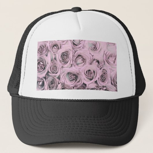 Tekening van roze rozen trucker pet (Voorkant)