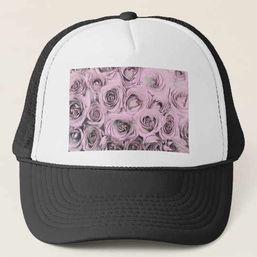 tekening van roze rozen trucker pet (Voorkant)