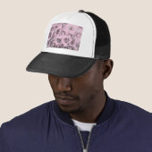 tekening van roze rozen trucker pet (In situ)