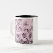 Tekening van roze rozen tweekleurige koffiemok (Voorkant links)