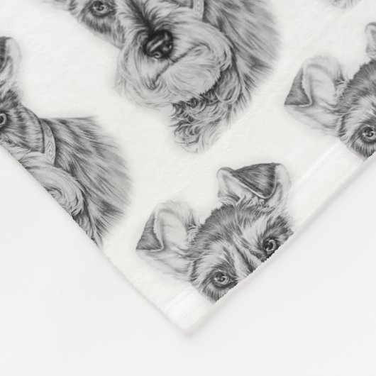 Tekening van Schnauzer Dog Art Fleece Deken (Hoek)