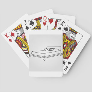 Tekening van slaapkamer meubels pokerkaarten