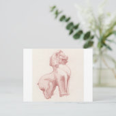 Tekening van stenen leeuwbewaker briefkaart (Staand voorkant)
