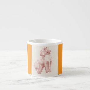 Tekening van stenen leeuwwachtbeeld espresso kop