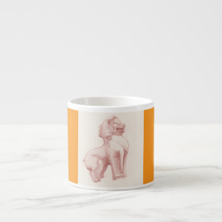 Tekening van stenen leeuwwachtbeeld espresso kop