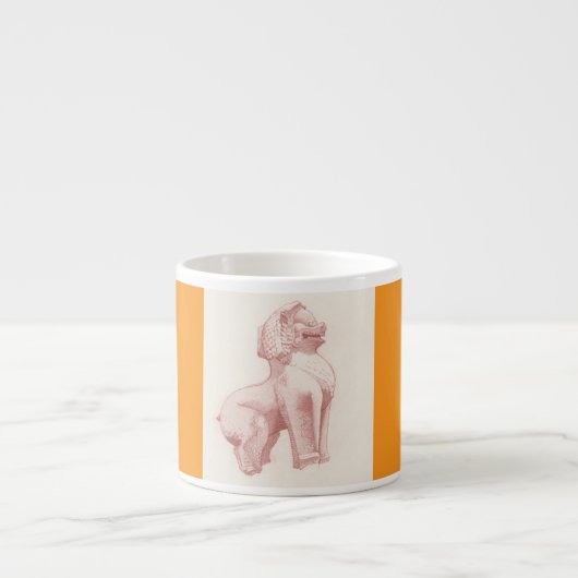 Tekening van stenen leeuwwachtbeeld espresso kop (Voorkant)