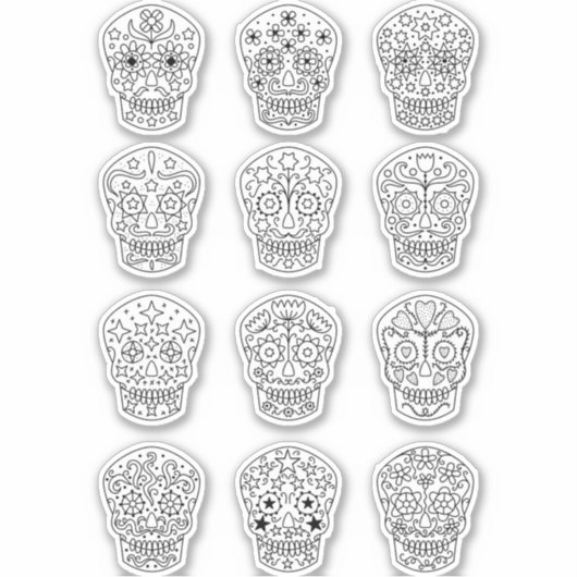 Tekening van suikerschedel sticker (Voorkant)