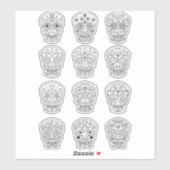 Tekening van suikerschedel sticker (Vel)