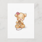 Tekening van Teddy Bear met roze kralen Briefkaart (Voorkant)