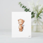 Tekening van teddybeer met madeliefje briefkaart (Staand voorkant)