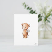 Tekening van teddybeer met madeliefje briefkaart (Staand voorkant)