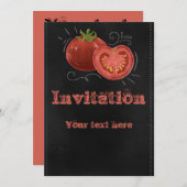 Tekening van tomaten op zwarte plaat kaart (Voorkant / Achterkant)