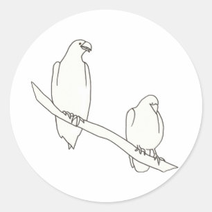 Tekening van twee adelaars op een vertakking Stick Ronde Sticker
