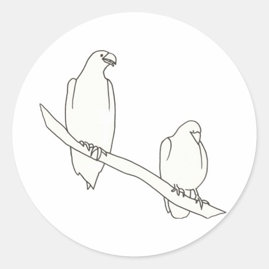 Tekening van twee adelaars op een vertakking Stick Ronde Sticker (Voorkant)